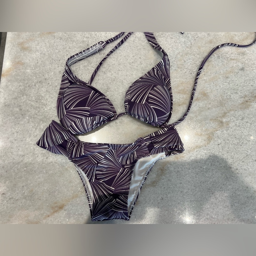 San Lorenzo Purple and White Bikini Set